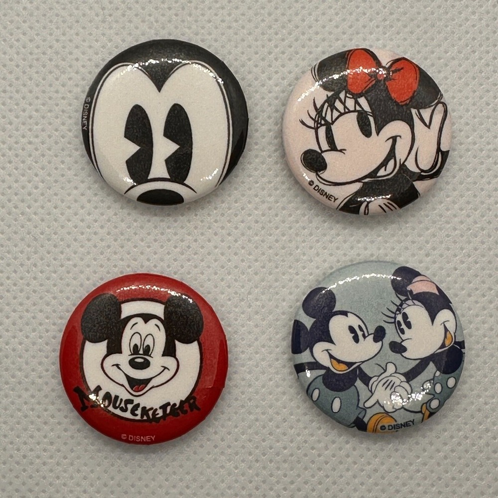 Disney MICKEY MOUSE AND MINNIE MOUSE Mini-Button LOT OF 4